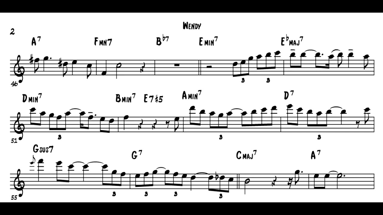 Paul Desmond Alto Saxophone Transcription on Wendy