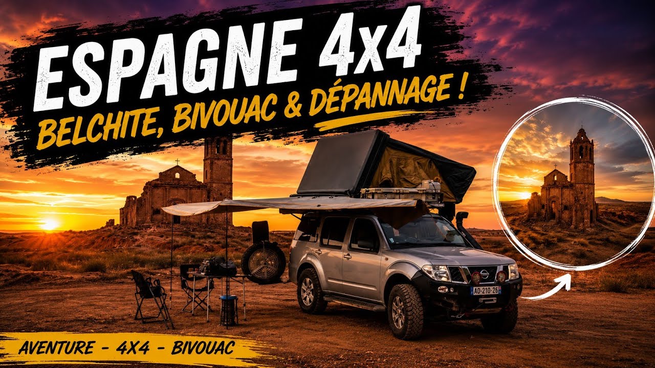Week end 4x4 en espagne Belchite,Bivouac et dépannage.