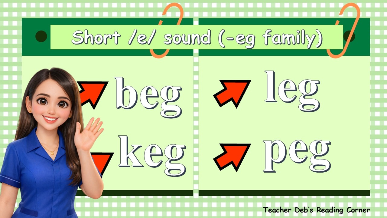Phonics for Beginners: Short E Sound /-eg/ Word Family