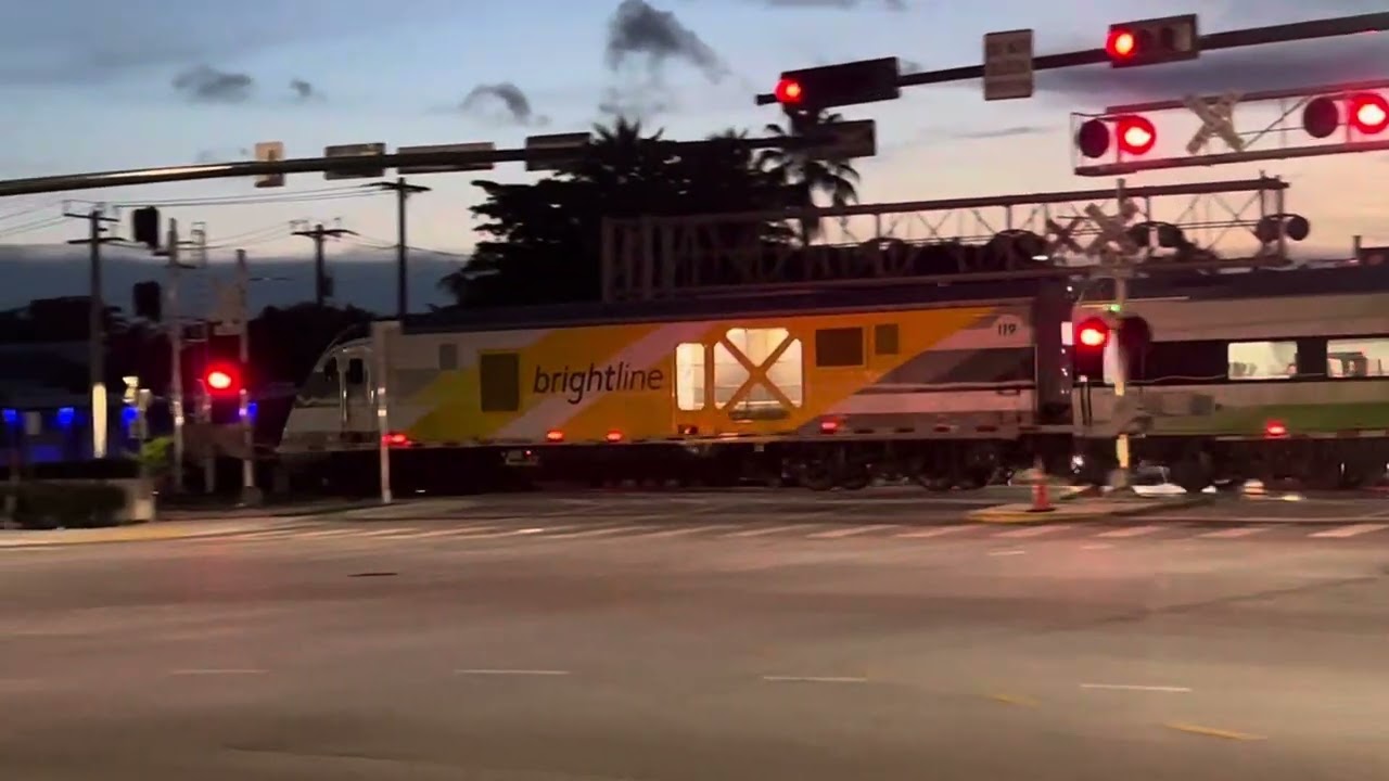 Boca Raton Brightline Train Has Problem At Rail crossing . 2 Trains In Video