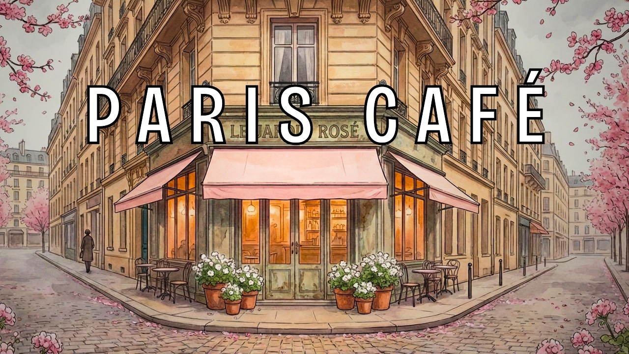 PARIS CAFE 🌸 Quiet Spring Corner Boulevard for Studying | Soft French Instrumental (2 HOURS)