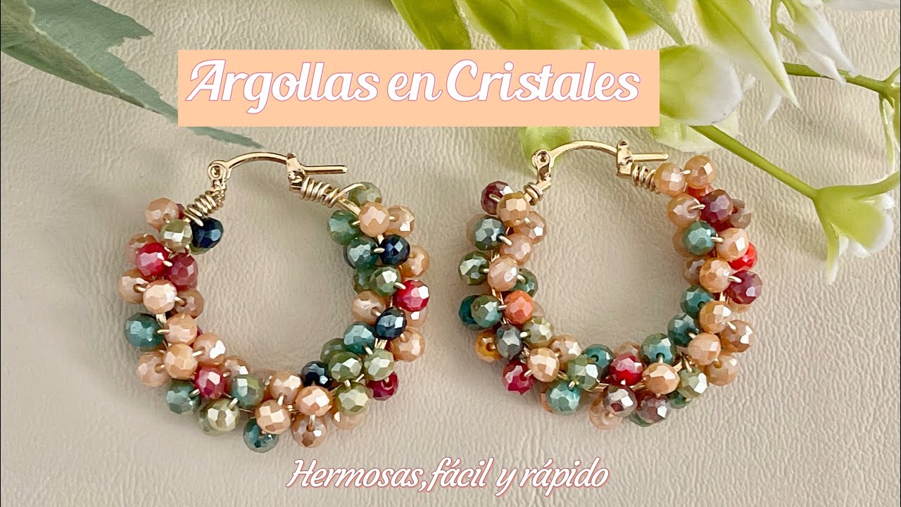 Argollas con cristales/ Argollas en alambrismo (paso a paso)