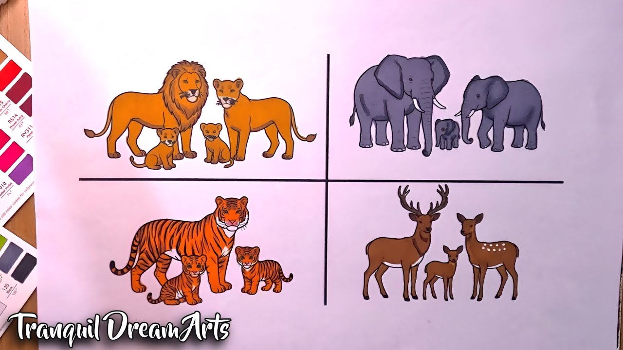 Beautiful animals coloring | coloring video | Tranquil Dream Arts 