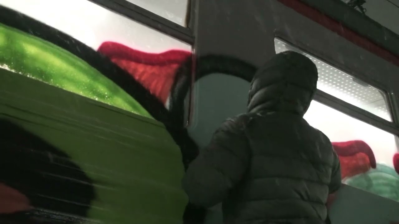 GRAFFITI BOMBING ON COMMUTER TRAINS IN MOSCOW