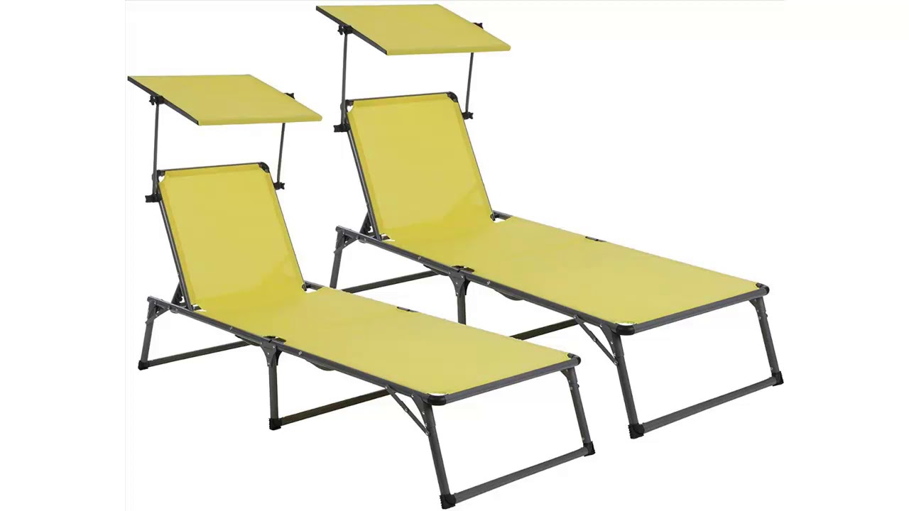 💡 Baltico 2er Set Aluminium Sonnenliege mit Dach, Gartenliege 💡