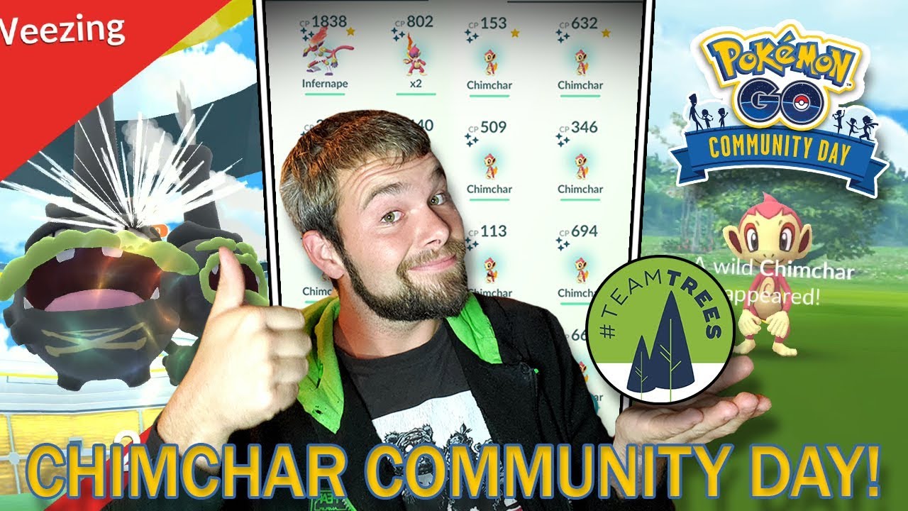 SHINY CHIMCHAR COMMUNITY DAY! CATCHING SHINY POKEMON FOR TEAM TREES!!! (Pokemon GO)