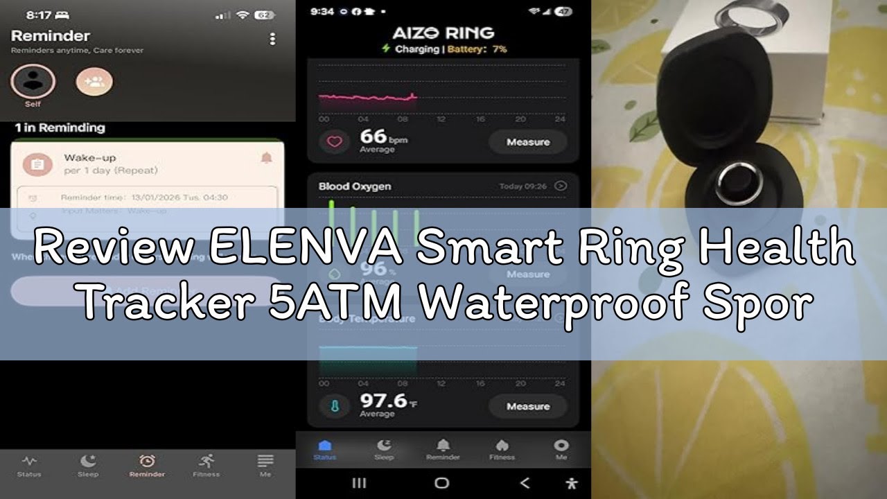 Review ELENVA Smart Ring Health Tracker 5ATM Waterproof Sport Ring Exclusive Vibration Alerts Titani