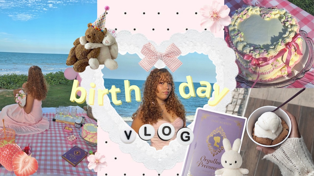 PIQUENIQUE DE ANIVERSÁRIO AESTHETIC| Vlog de como fiz meu aniversário no tema de piquenique na praia