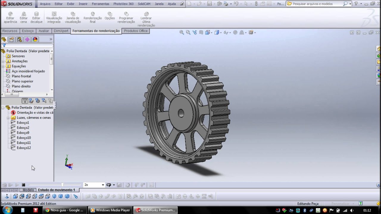 Polia Dentada SolidWorks