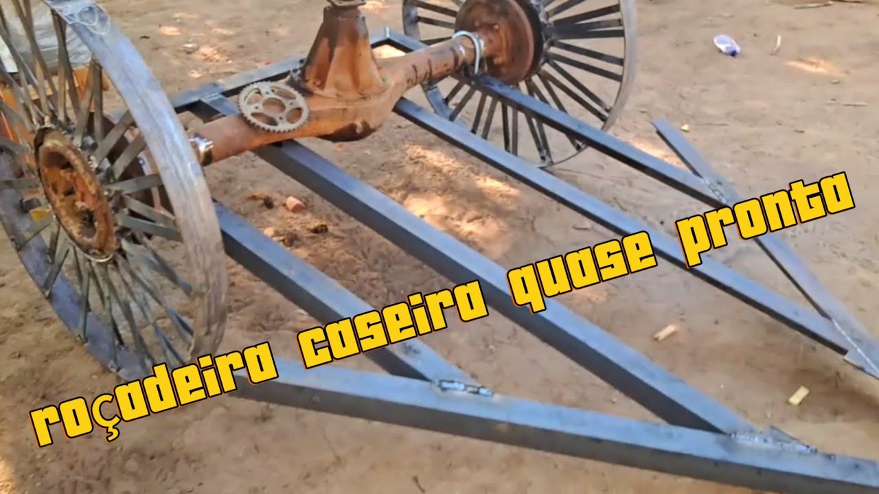 montagem do chassi no diferencial da roçadeira de arrasto caseira