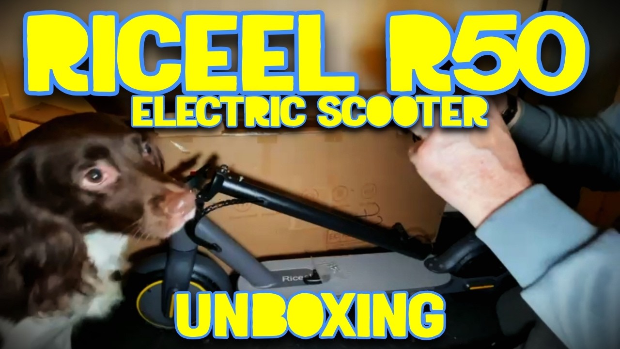 New Escooter Day !! RICEEL R50 Electric Scooter Unboxing With My Spaniel Dog !! www.hookies.co.uk