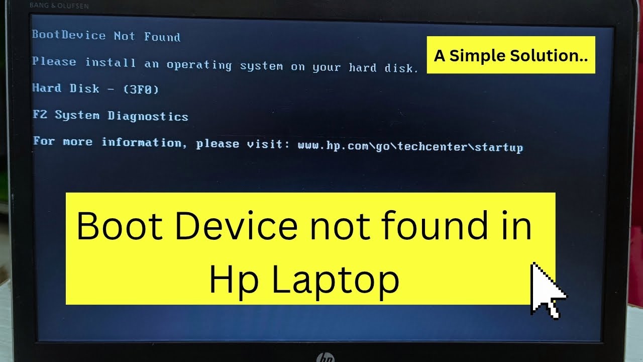 No bootable device found in Hp laptop.
