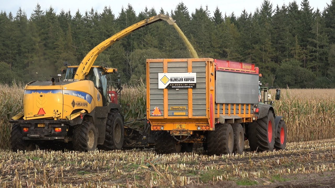 Mais hakselen in Wielen door loonbedrijf Nijmeijer Kuipers met een New Holland FR9050 (2024)