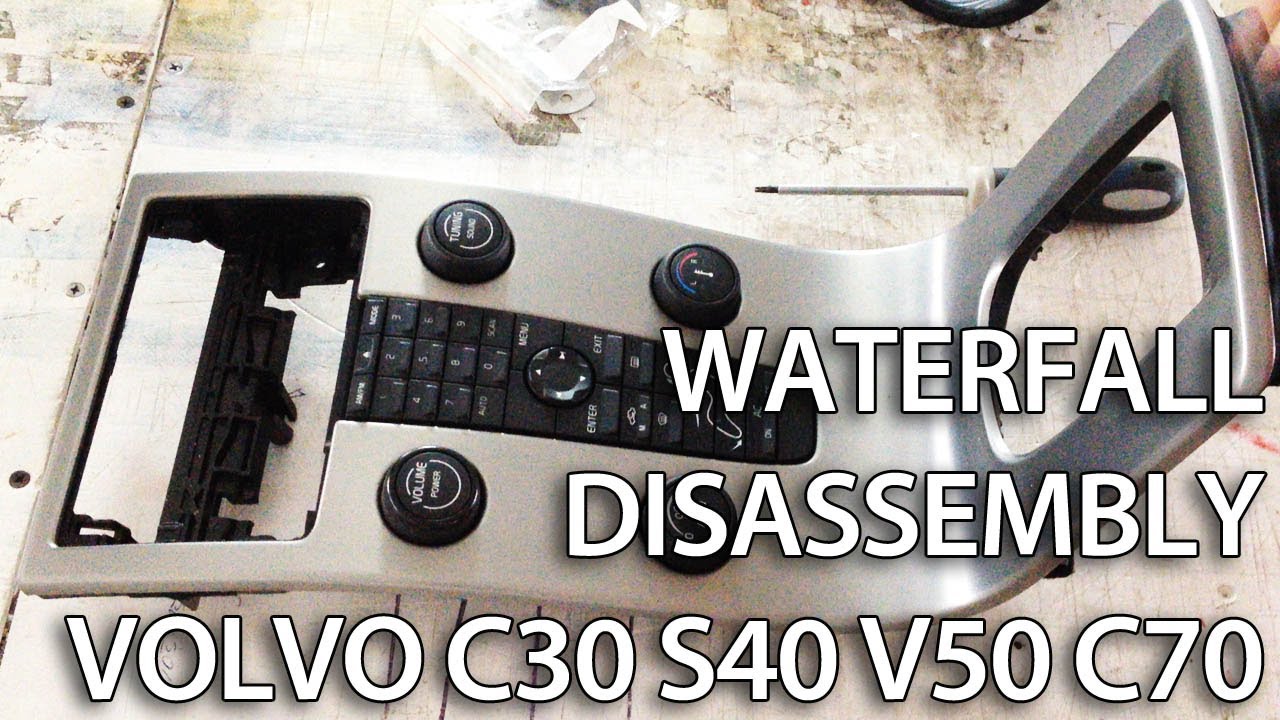 How to disassemble waterfall center console Volvo C30 S40 V50 C70 (dashboard tuning radio removal)