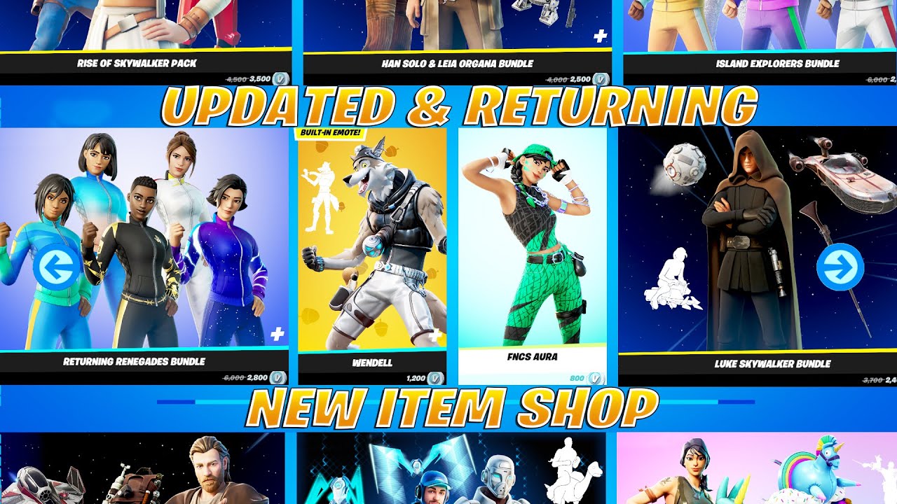 Item Shop NEW Updated and Returning Skins (Star Wars, Icons, Locker Bundles & More)