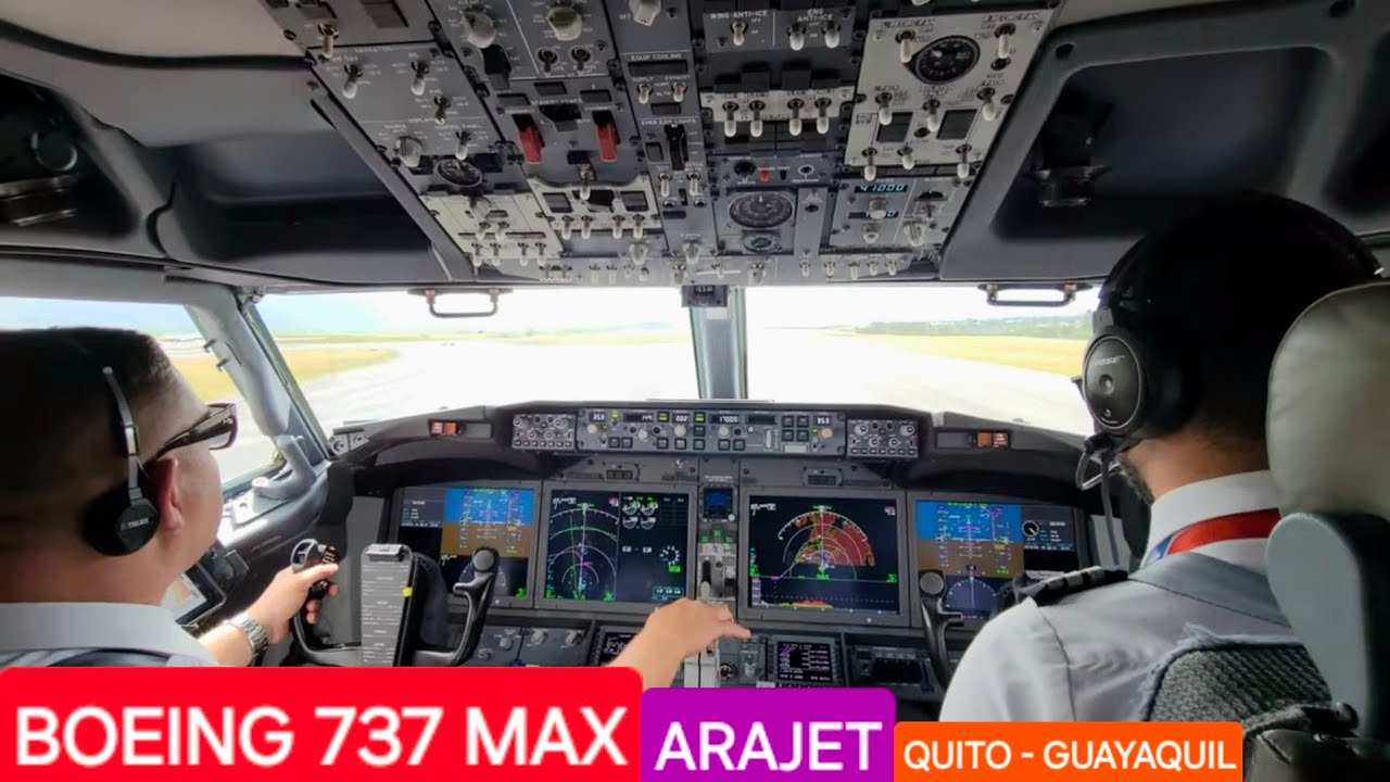 DESDE LA CABINA: CON LOS PILOTOS  EN UN BOEING 737 MAX de Arajet | QUITO a GUAYAQUIL ✈️