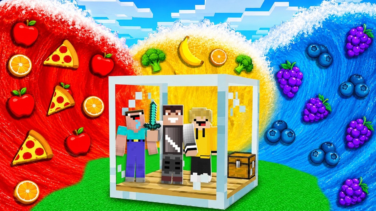 TSUNAMI JEDZENIA 🍔🍟 vs SZKLANY BUNKIER w Minecraft!