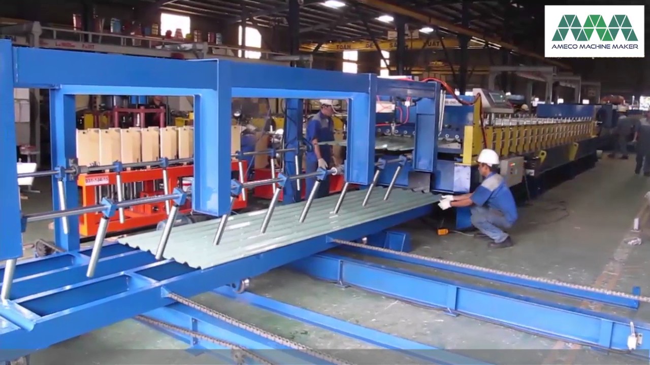 AMECO Roofing Roll Forming Machine - with Auto Stacker - Customer in Honduras