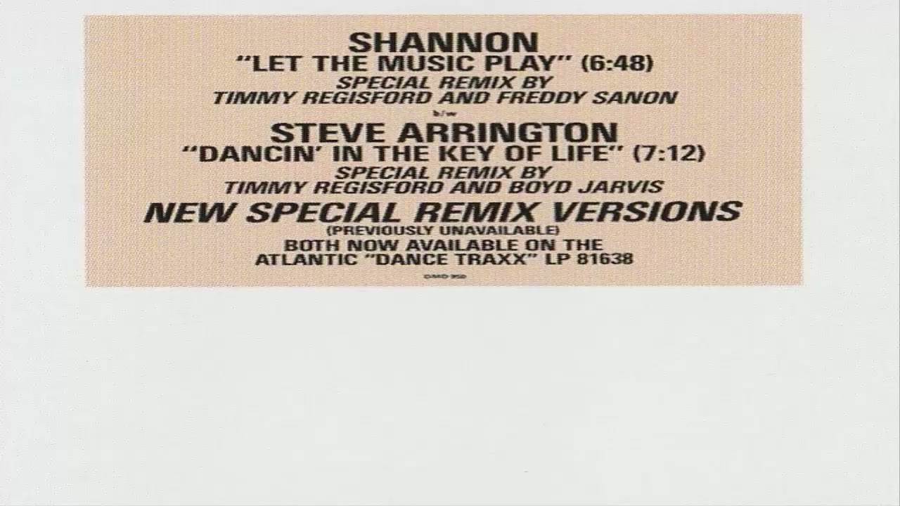 Shannon Let the music play (Vocal - Spécial New Remix) (1986) (CD Import)