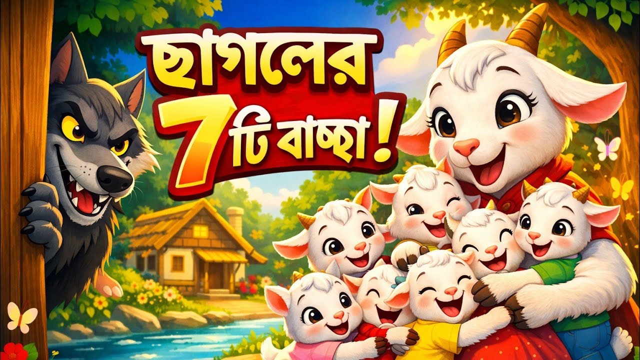 ছাগলের ৭টি বাচ্চা 🐐| Wolf & Seven Little Goats | Bengali Cartoon Story for Kids | Bangla Moral Story