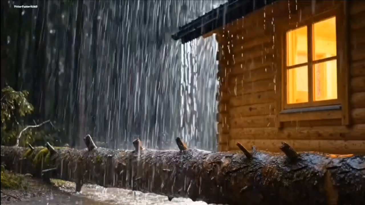 Night Thunder Rain at Forest Cabin 🌧️ Calm Rain Sounds for Deep Rest | PitterPatterASMR