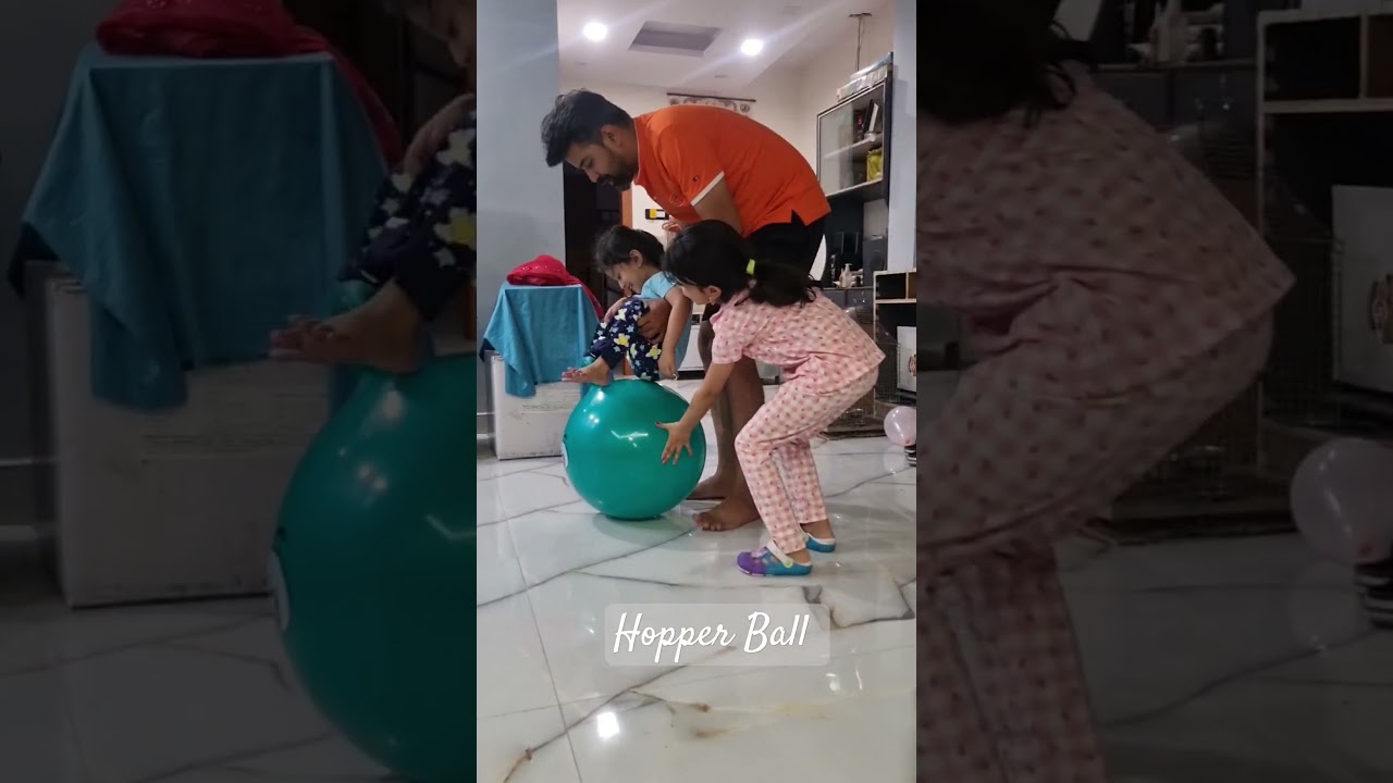 1st Time using Hopper Ball | Kids Reaction #shorts #hopper #shortfeed #babyreaction #shwetarobinvlog