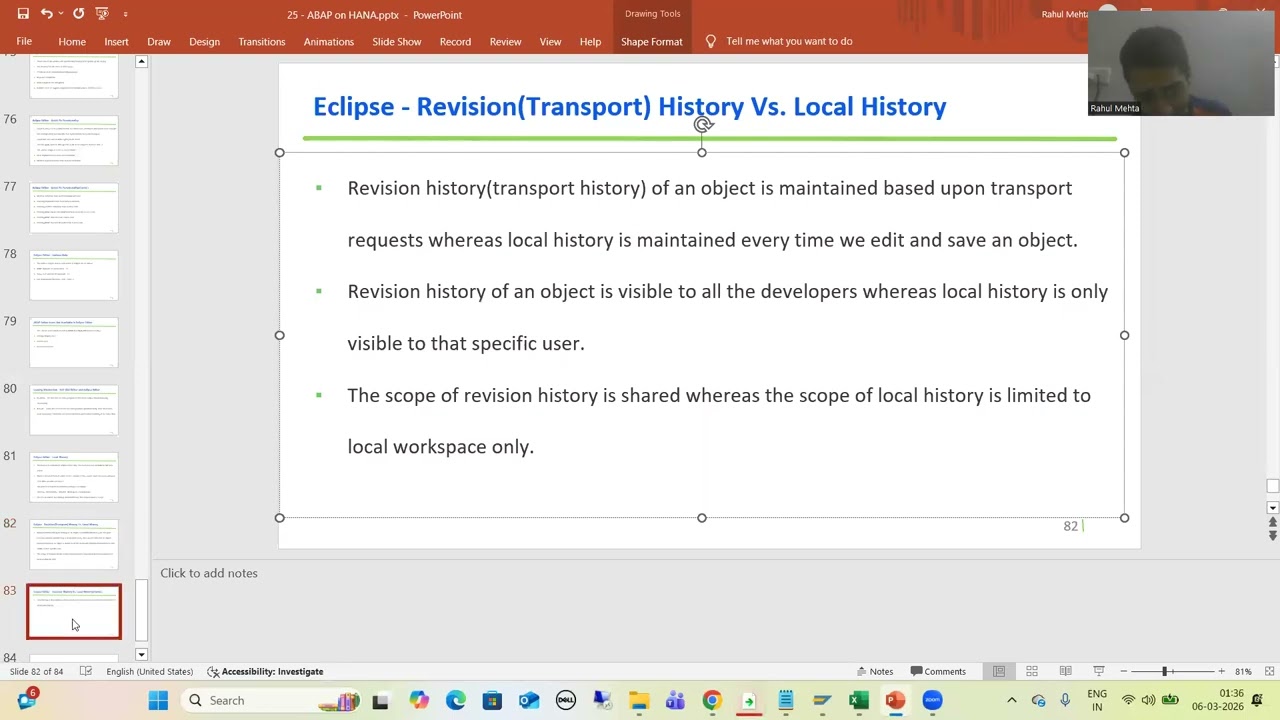 51 - ABAP на HANA - Редактор Eclipse - История изменений против локальной истории