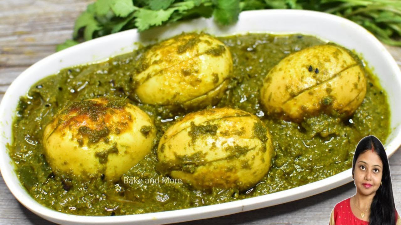 Dhonepata Dim Recipe-ধনেপাতা বাটা দিয়ে ডিমের রেসিপি-Dhaniya Dim Recipe-Green Egg Curry In Bengali