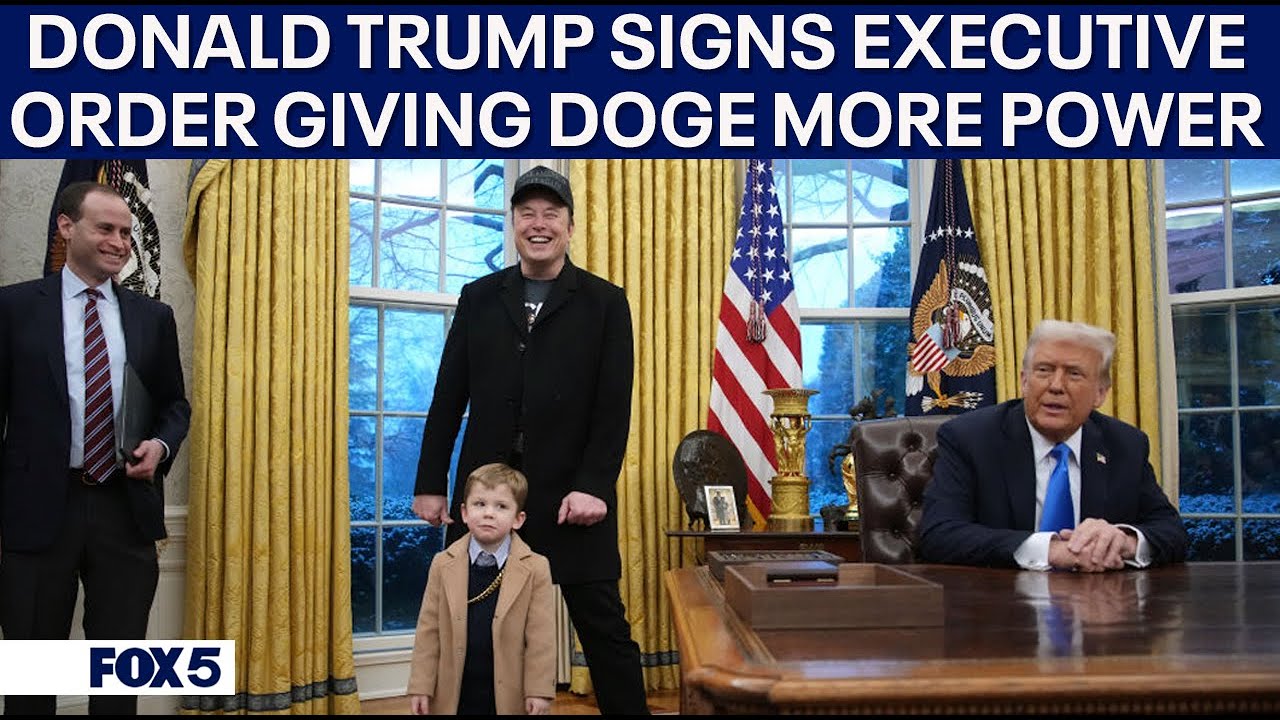 President Donald Trump signs Executive Order implementing DOGE workforce optimization initiative
