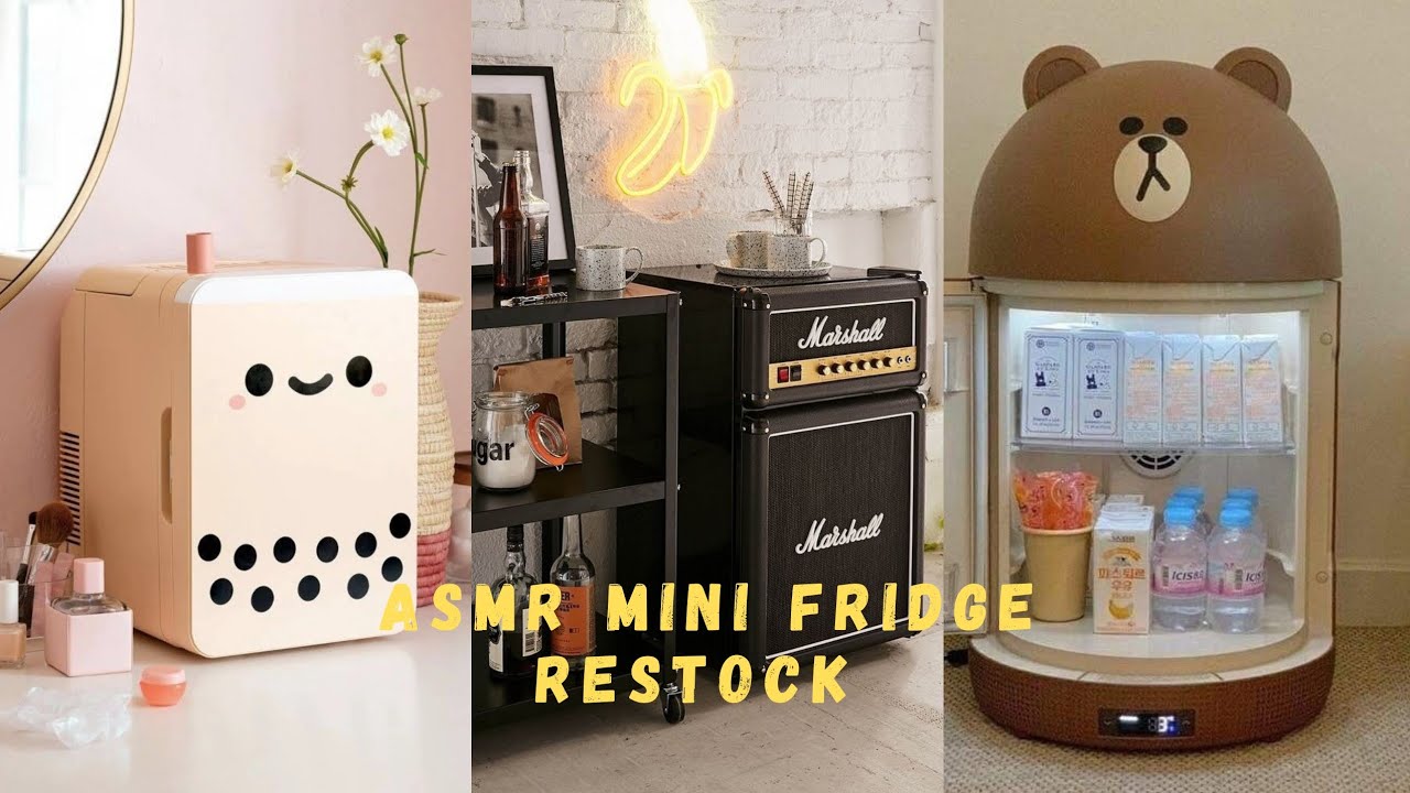 Asmr mini fridge restock, tiktok compilation 🧃🍫🍬