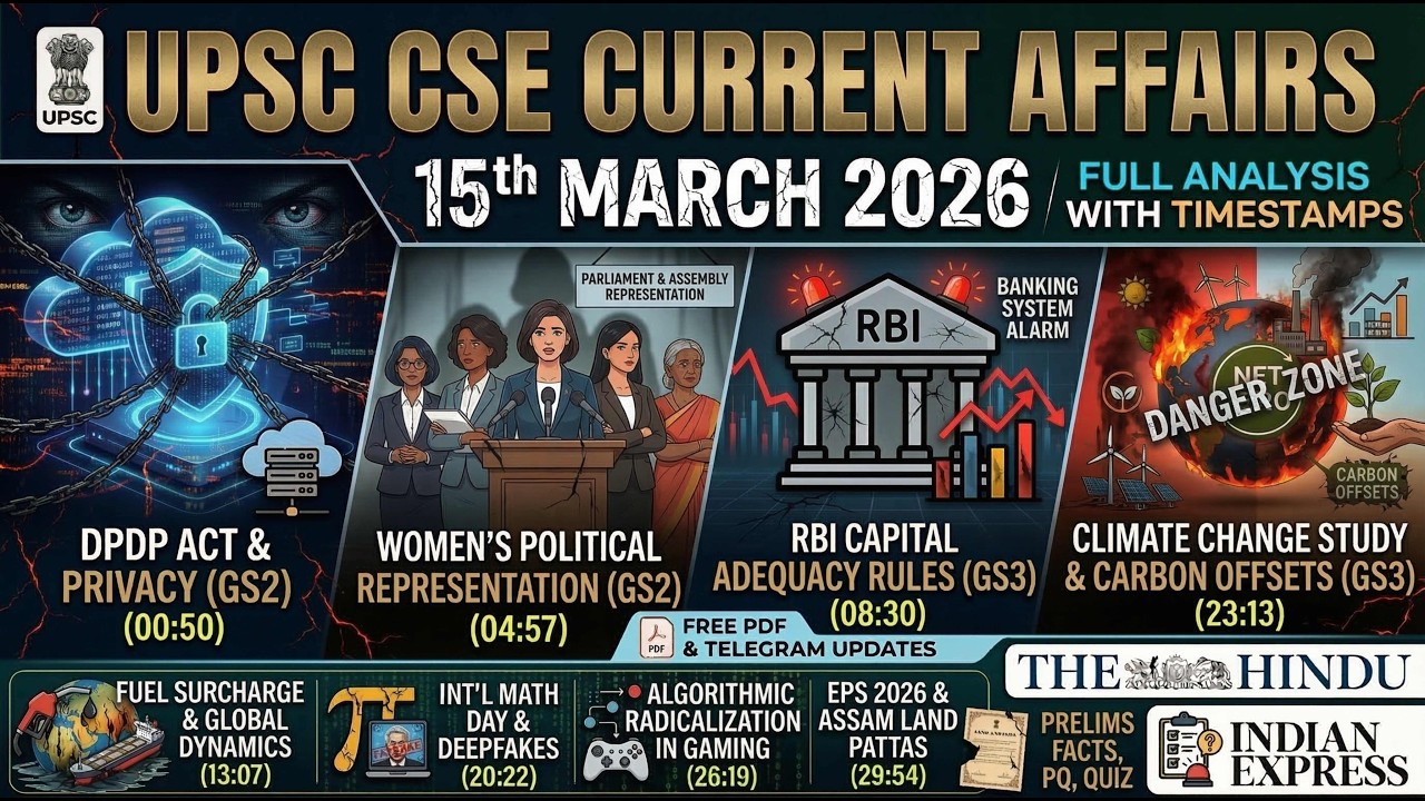 क्या AI और गेमिंग से बढ़ रही है कट्टरता? साथ में RBI और महिला आरक्षण | UPSC 15 मार्च 2026