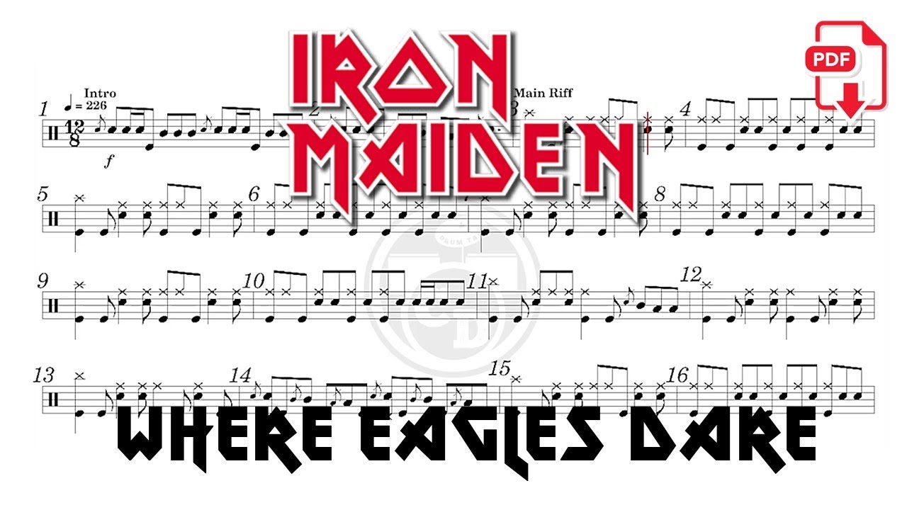 Iron Maiden - Where Eagles Dare (🔴Drum Notation | PDF) @chamisdrums