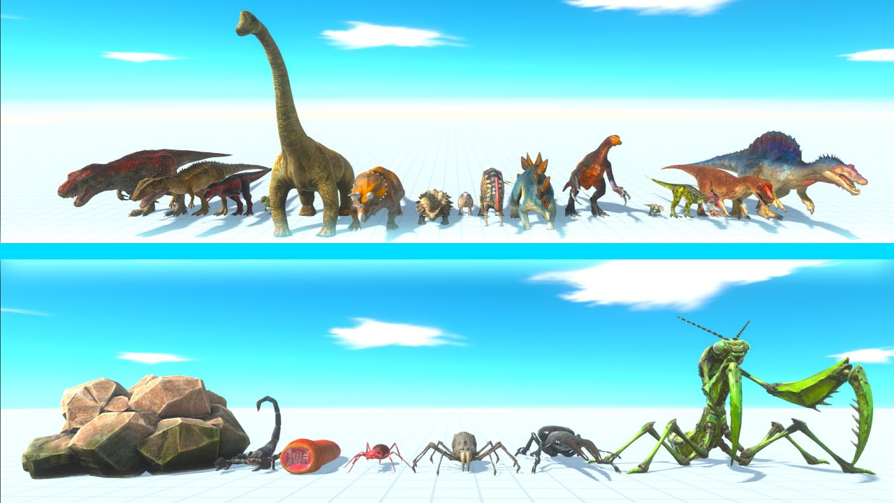 ALL DINOSAURS Team vs GIANT INVERTEBRATES Team - Animal Revolt Battle Simulator ARBS