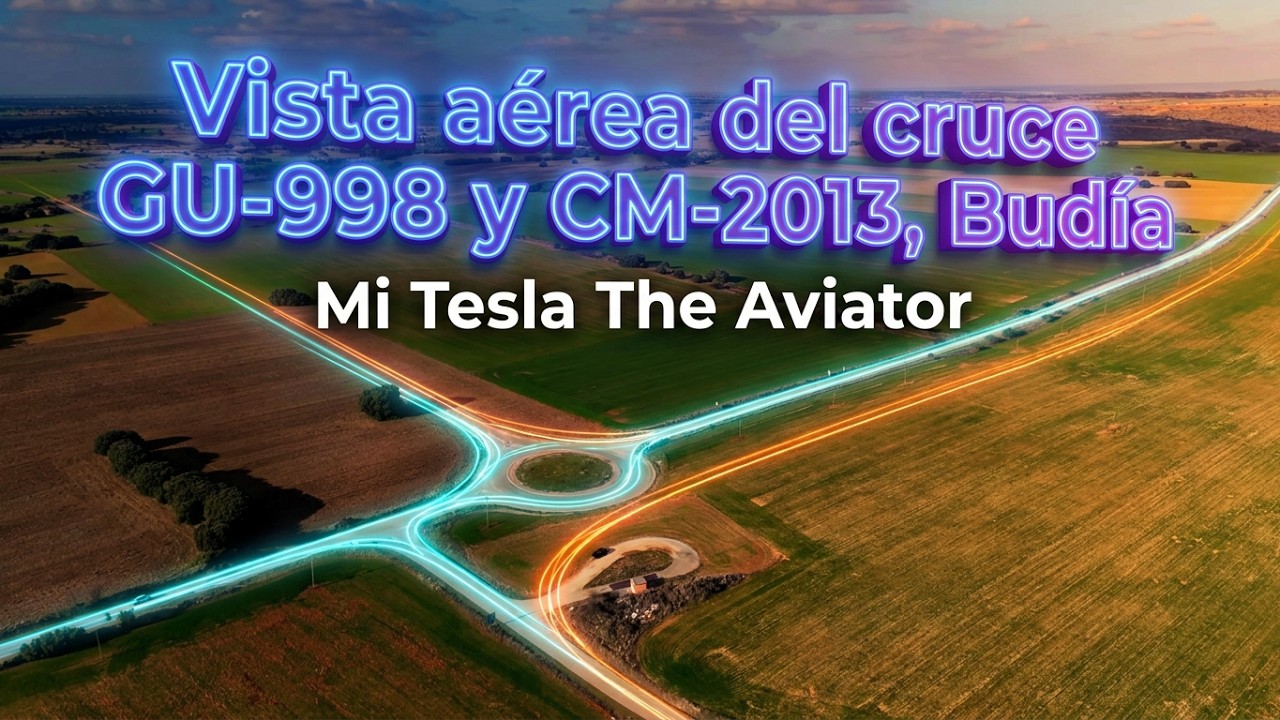 Vista aérea del cruce GU-998 y CM-2013, Budía - Guadalajara - 4K HDR