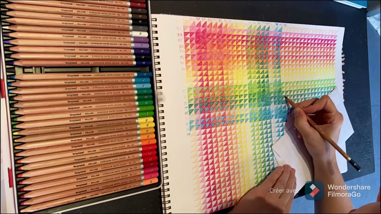 Watercolor pencils color chart - Bruynzeel set of 36! Watch the mess at the end 🫣😅👍