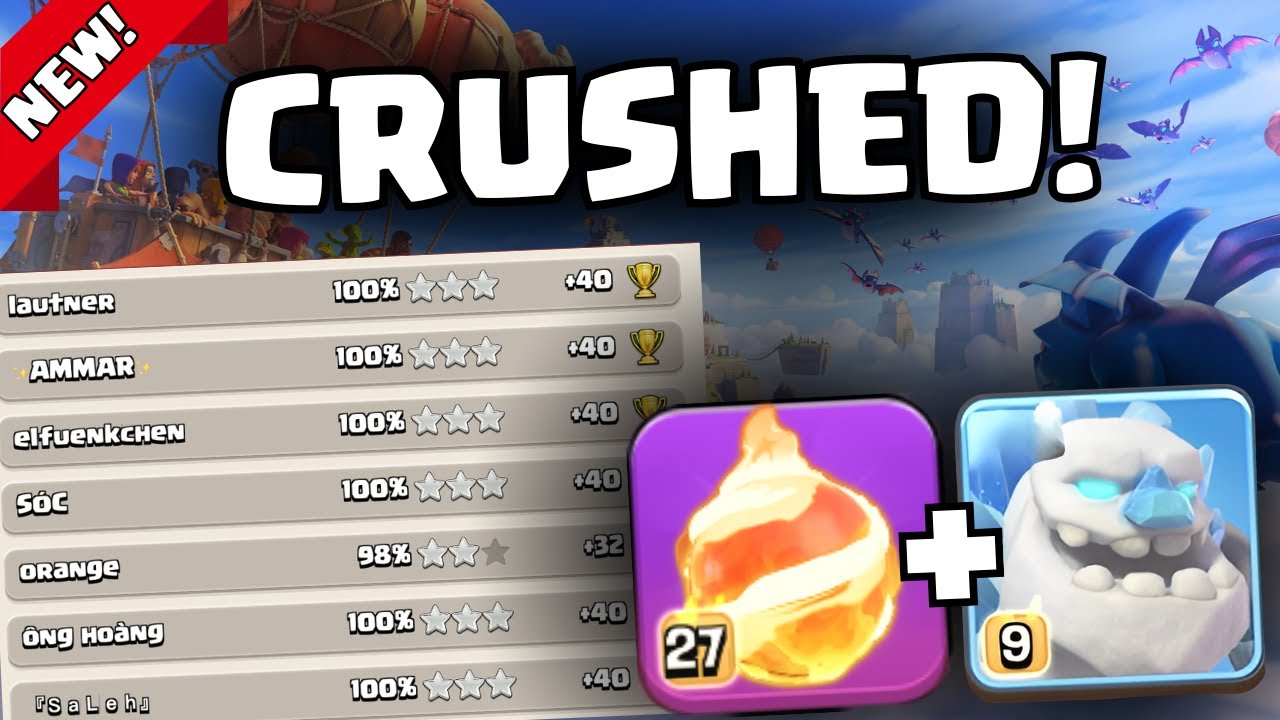 NEW Fireball Ice Golem Army in TOP 200 Legend League! (Clash of Clans)