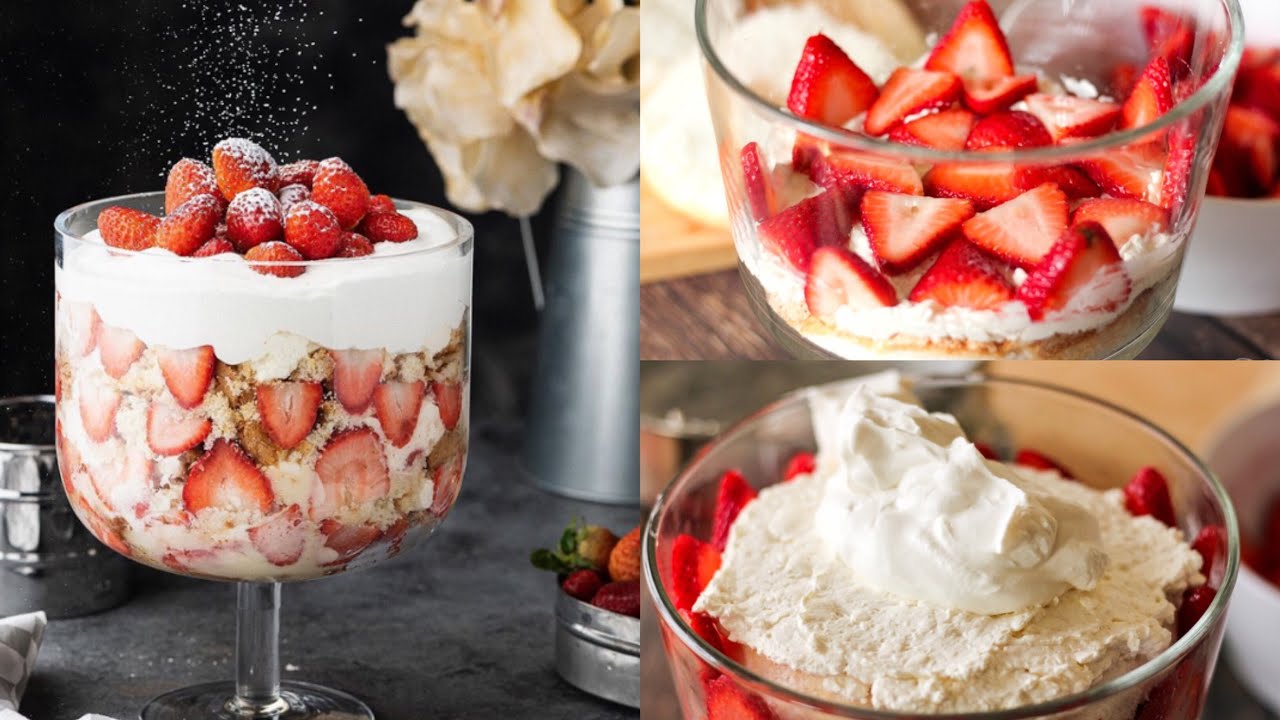 ترايفل الفراولة | حلا الفراولة | حلا سهل وبارد| حلا بارد وسهل آلتحضير | Strawberry Trifle