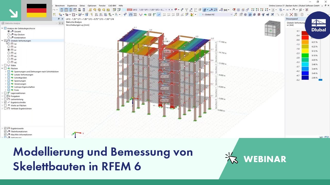 Modellierung und Bemessung von Skelettbauten in RFEM 6 mit dem Add-On Gebäudemodell