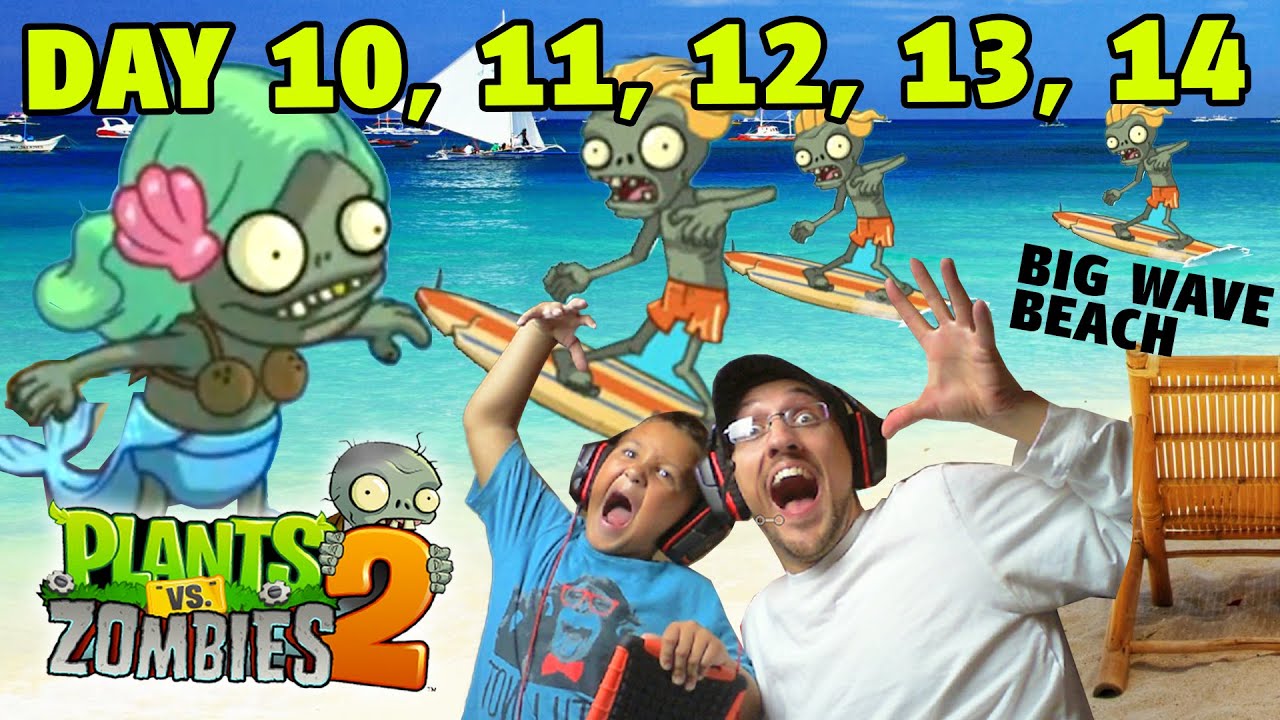 Lets Play PVZ 2: BOWLING BULBS! Big Wave Beach Days 10, 11, 12, 13, 14 (Dad & Mike Face Cam)