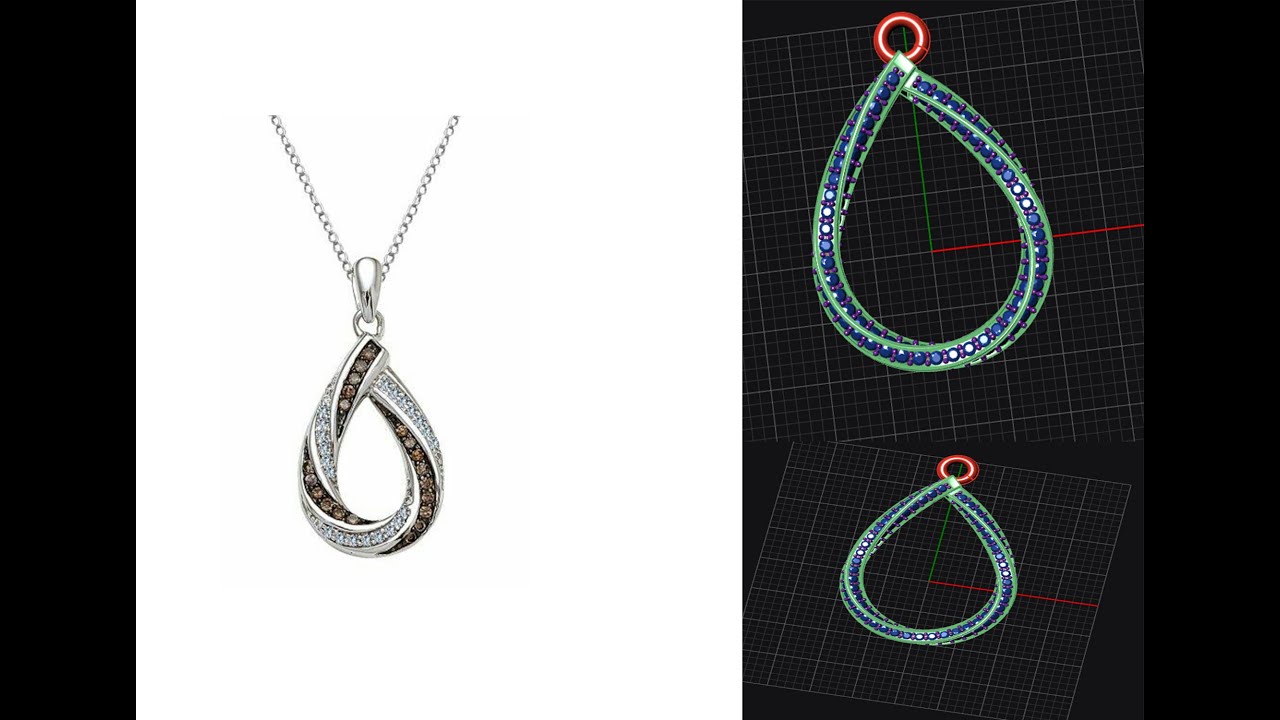 Twisted Teardrop Pendant with Gemstone Modeling in Rhino Matrix Jewelry CAD Tutorial