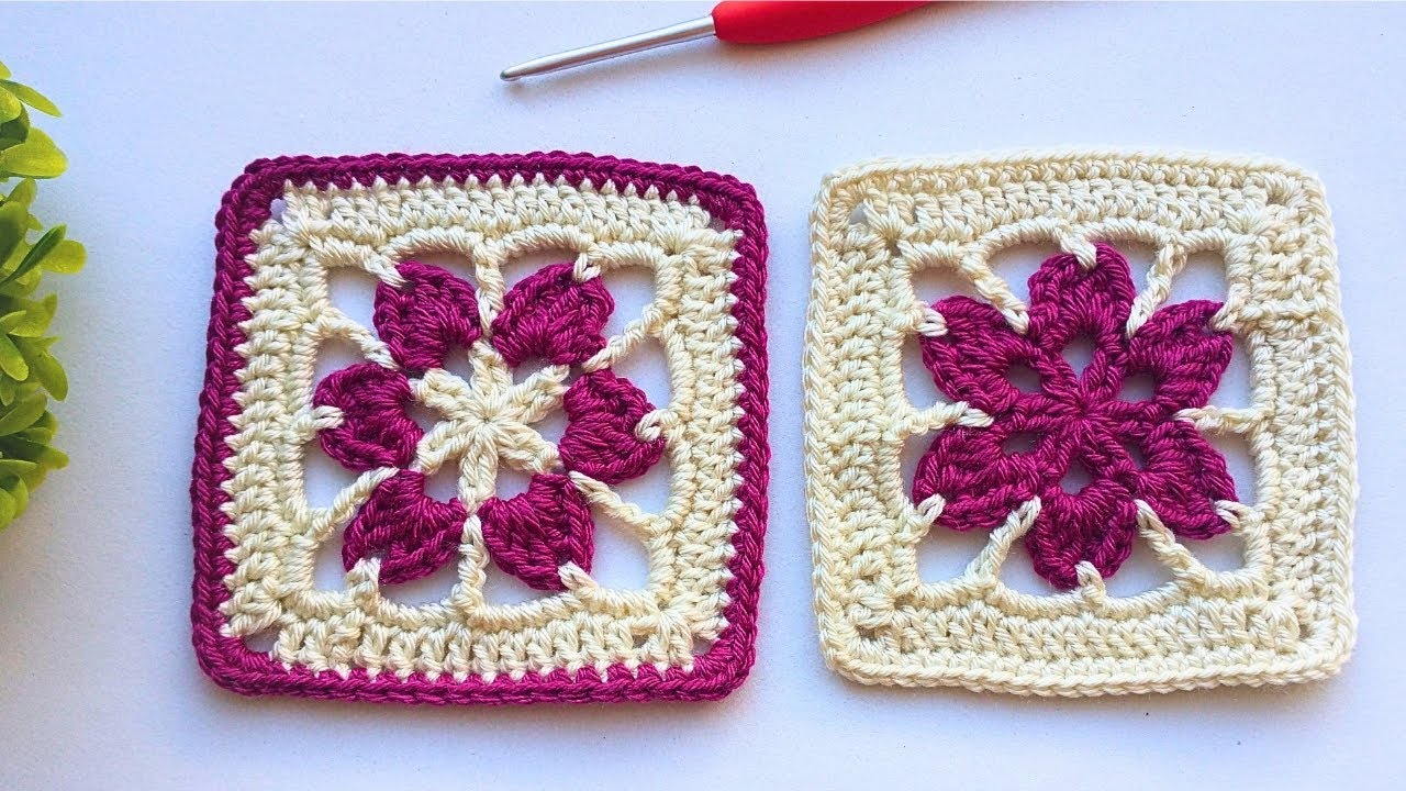 CÓMO TEJER GRANNY SQUARE #17 FLOR a CROCHET | GANCHILLO | TUTORIAL paso a paso