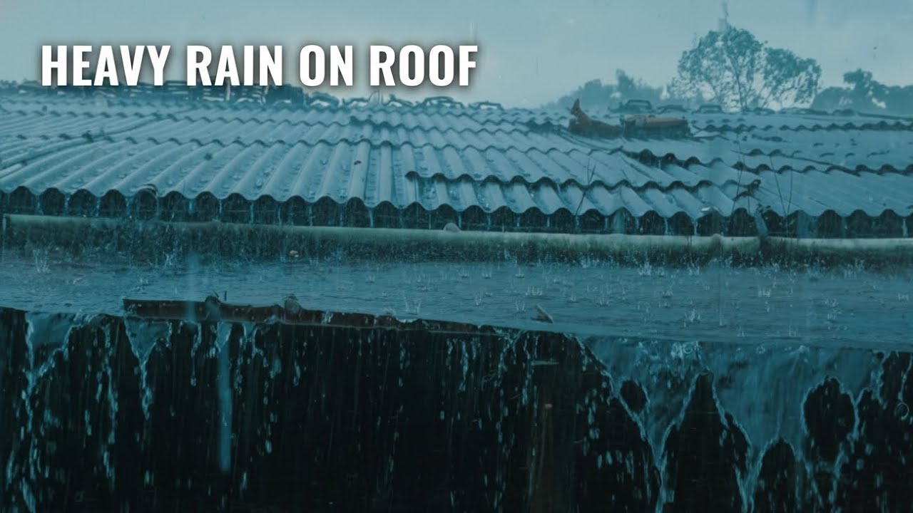 Heavy Rain on Rooftop | 1 Hour Deep Sleep, Relaxing Rain Sounds, Stress Relief