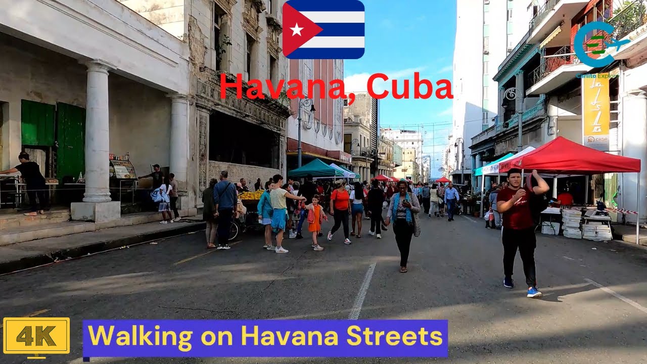 Walking Tour Old Havana Streets In Cuba 4K || Virtual Tour Old Havana Streets Cuba