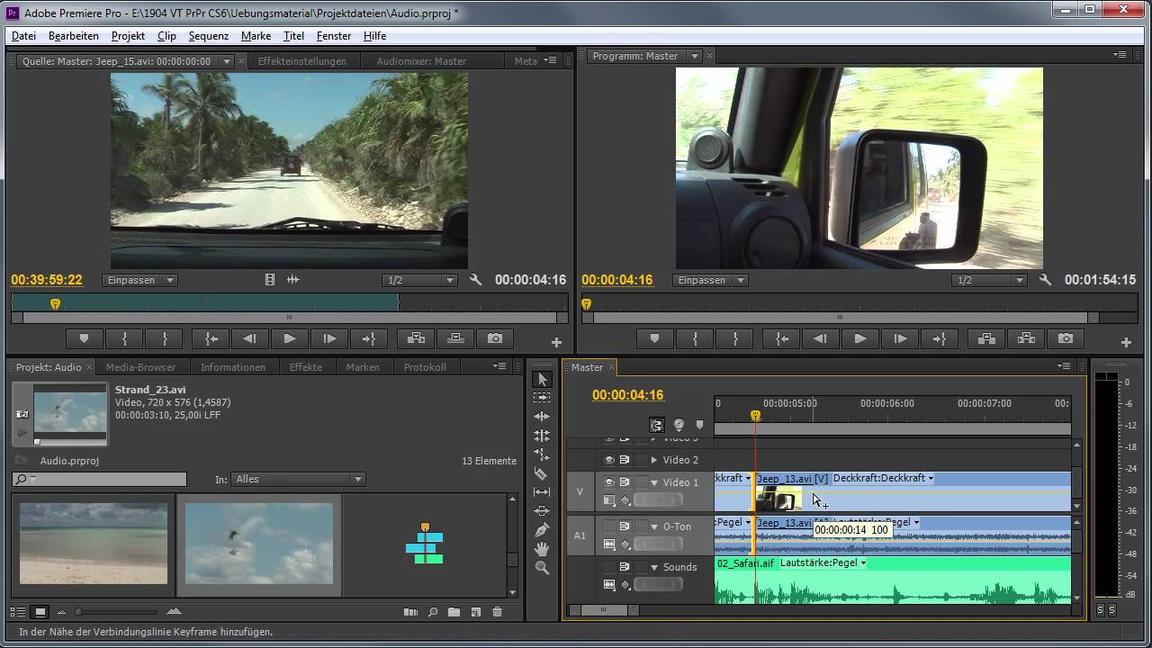Schneiden im Schnittfenster - Adobe Premiere Pro CS6