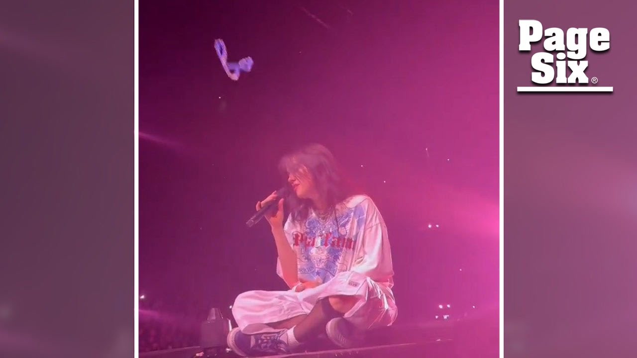 Billie Eilish gets hit in the face by a necklace while performing at Arizona concert