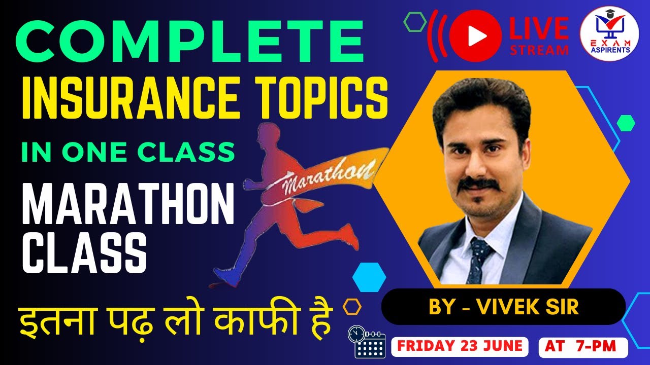Complete Insurance Syllabus in One Class Marathon Class By Vivek Sir For Haryana CET Mains LIC