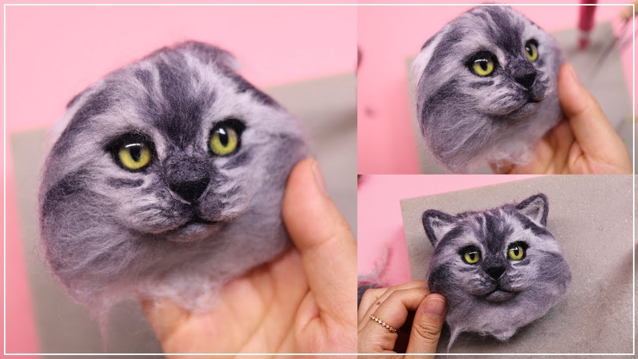 니들펠트로 고양이 얼굴 만들기 😆😆 먼치킨 고양이 루이18세(Louis XVIII)💕
