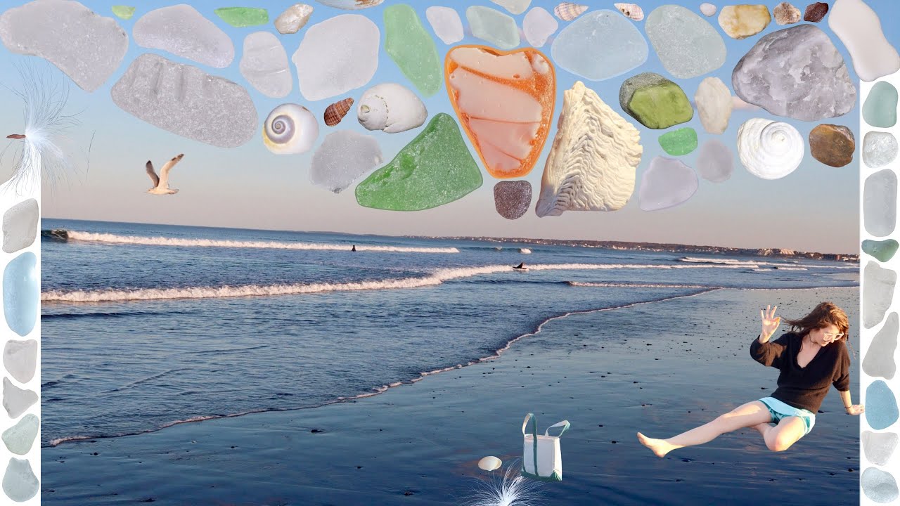 MULTICOLOR ORANGE AND WHITE SEA GLASS Coastal New England Sea Glass Hunting, Shelling, 