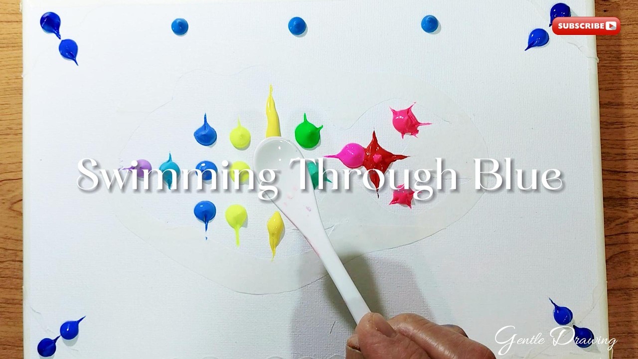 Gentle Lines — Swimming Through Blue | Calm Acrylic Painting Process | Relaxing Art Vol.25