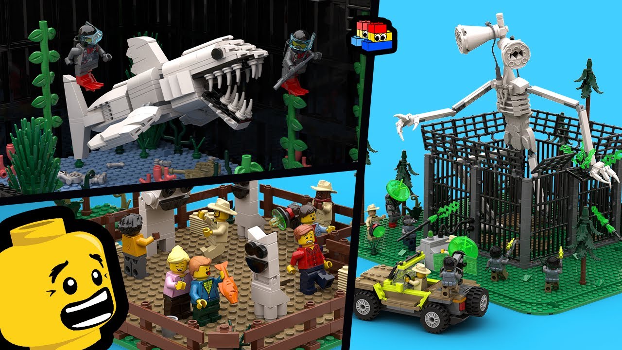 LEGO Zoonomaly Playsets: Monster Shark Tank, Siren Head Capture, and Smile Cat Petting Zoo